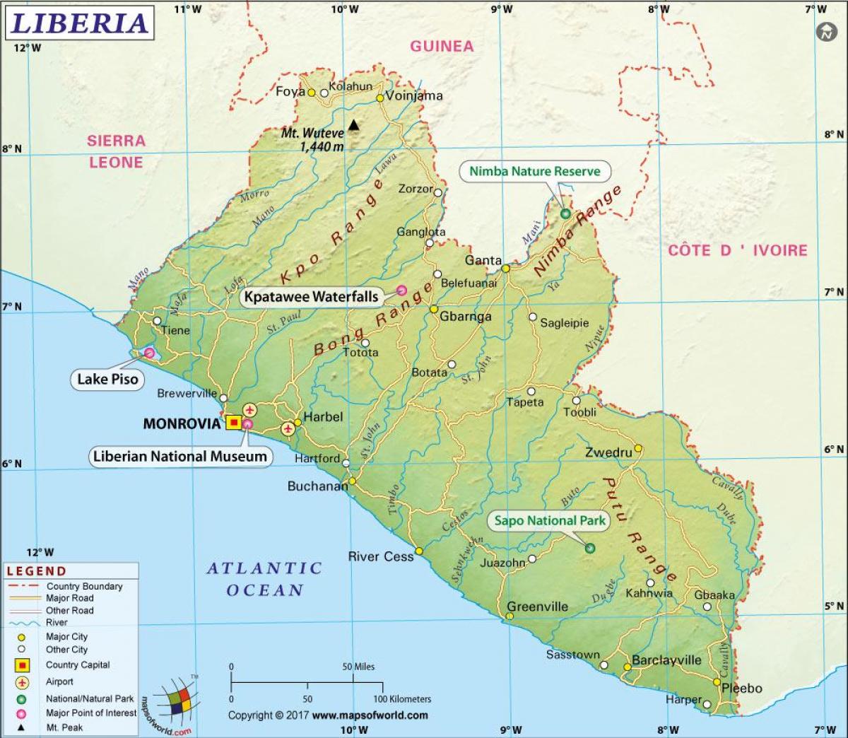 газрын зураг Либери