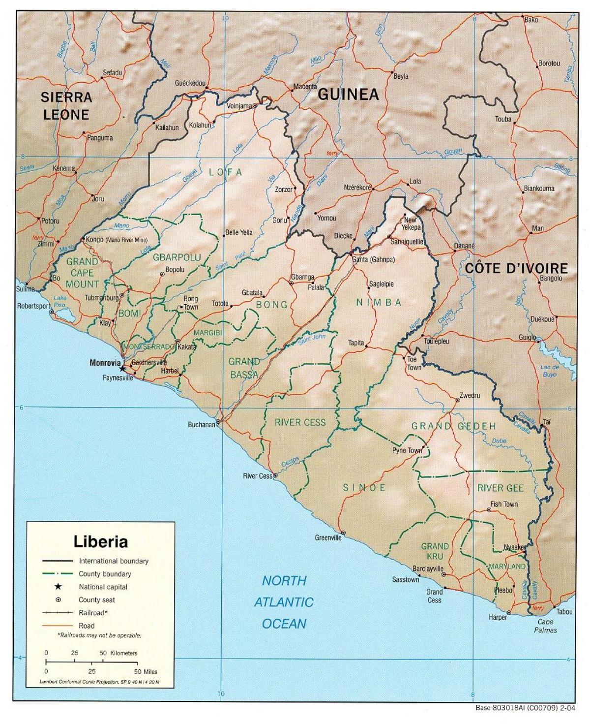 зураг зүйн газрын зураг Либери