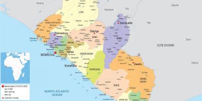 Зураг зурах улс төрийн газрын зураг Либери
